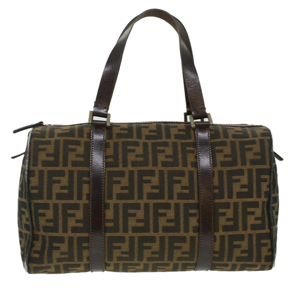 FENDI Zucca Canvas Hand Bag Brown Black Auth 36763 - Picture 13 of 16